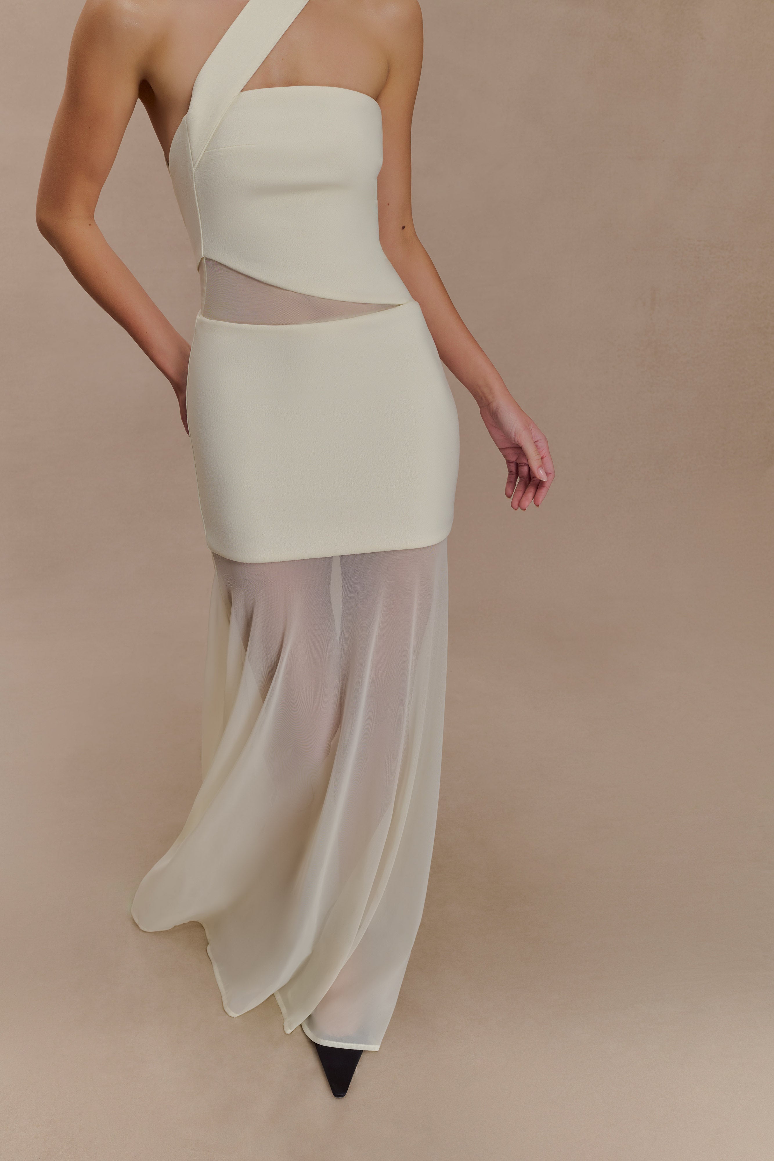 Vashti Cut Out Mesh Maxi Dress - Ivory